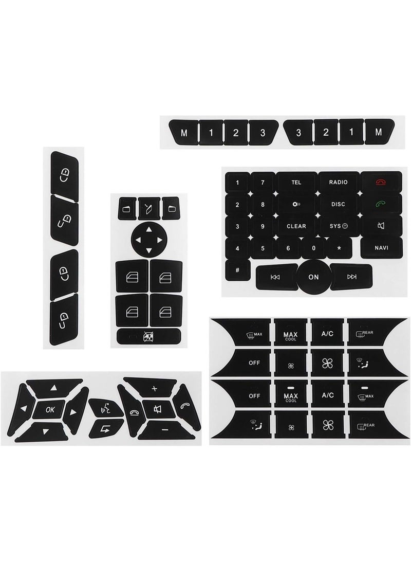 jaexest Car Steering Wheel A/C Door Lock Button Repair Sticker Decals – Compatible with Mercedes Benz GLK350 C Class CLS C218 SLK W172 W204 W212 W218 W207 – Black Vinyl Interior Trim Kit - Image 1